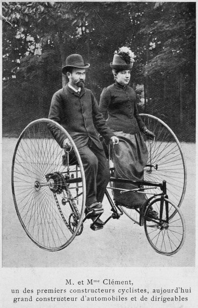 Adolphe Clement and His Wife on a Tricycle by French Photographer
